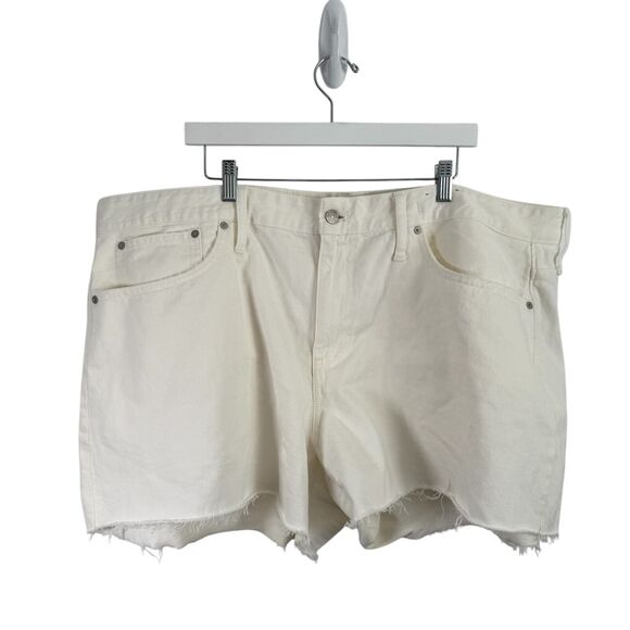 Madewell Plus Relaxed Denim Shorts Tile White Cut Off Summer NEW Womens Size 22W - Picture 2 of 9